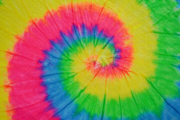 Colorful Tie dye spiral pattern , Rainbow Artistic Circle in cotton fabric