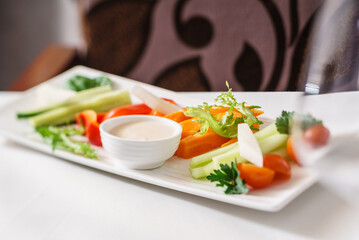 fresh vegetables with sauce