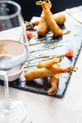 fried shrimps with sauce