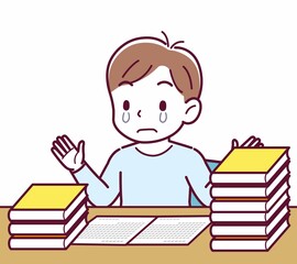 Cheerful boy in blue clothes