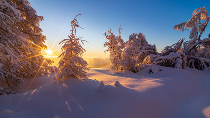 winter sunset in the mountains - 415551574
