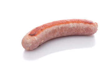 Roasted Bratwurst frying sausage white isolated