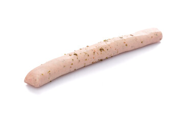 Raw thuringian bratwurst fryed sausage white isolated