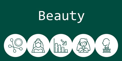 beauty background concept with beauty icons. Icons related bride, loss, sculpture, cotton swab
