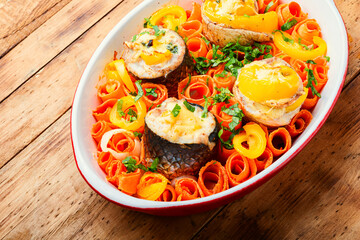 Tasty baked fish rolls