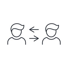 Obraz premium Silhouettes of a man and arrows. Communication skills concept. Vector icon isolated on white background. 