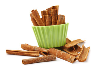 Cinnamon on a white background