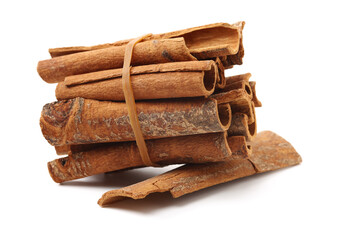 Cinnamon on a white background