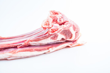Fresh lamb chops on white background