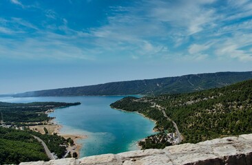 the wonderful landscapes of the verdon lake, in french provence during a hot summer day in august
