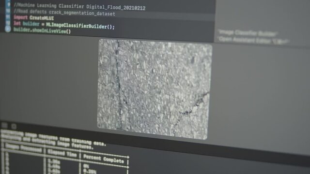 2.32 Real Neural Network Machine Learning Analyzes Road Roadway Roadbed Cracks Defects Control