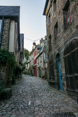 Cobbled streets and typical architecture of the city of Dinan. France