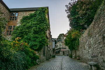 Cobbled streets and typical architecture of the city of Dinan. France