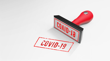 COVID 19  rubber Stamp 3D rendering