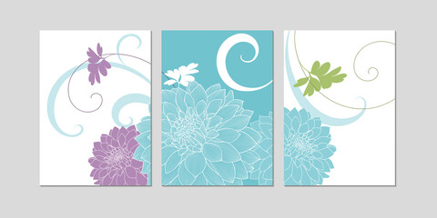 Set of backgrounds with flower dahlia