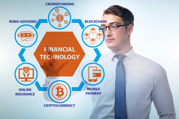 Businessman in financial technology fintech concept