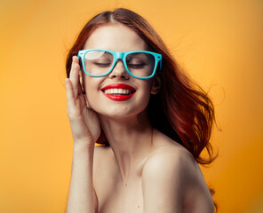 Fototapeta premium woman red hair glamor cosmetics attractive look model