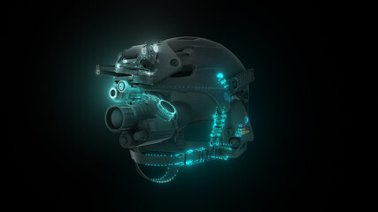 3d rendered illustration of high technology army alpha bravo helmet. High quality 3d illustration