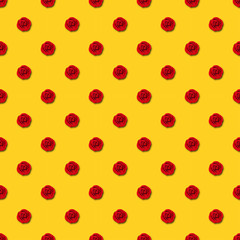 Red rose seamless pattern on yellow background