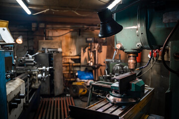 Machines and tools in an old workshop