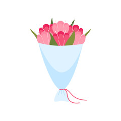 Bouquet of flowers flat vector illustration.