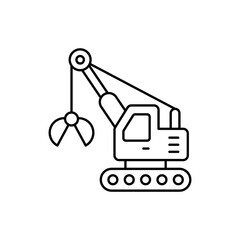 Loader Crane vector outline icon style illustration. EPS 10 file