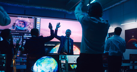 Boss congratulating operators with successful spacecraft launch © Framestock