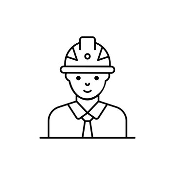 Engineer vector outline icon style illustration. EPS 10 file