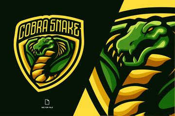 green cobra snake mascot logo illustration