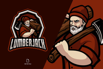 lumberjack mascot logo illustration