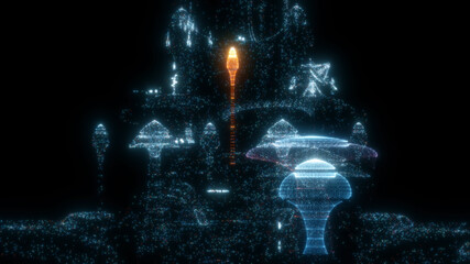 3d rendered illustration of Future City concept hologram. High quality 3d illustration