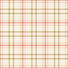 Plaid seamless pattern. Vector background of textile ornament. Flat fabric design.