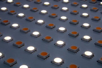 LED bulbs on the luminaire. Background on the theme of saving electricity using LED bulbs.