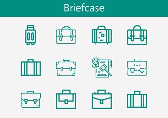 Premium set of briefcase line icons. Simple briefcase icon pack. Stroke vector illustration on a white background. Modern outline style icons collection of Law, Briefcase, Suitcase