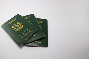 Pakistani passport on white background