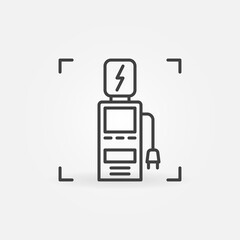 Electric Car Charging Station vector thin line concept icon or design element