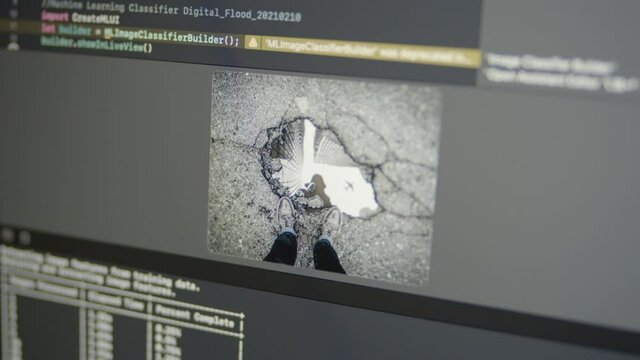 2.8 Real Neural Network Machine Learning Analyzes Road Defects Potholes Dents on Roadway