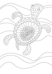 anti stress turtle coloring page for kids and parents