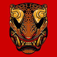 japanese tiger mask illustration and tshirt design