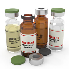 The batch of the Covid-19 Coronavirus vaccine close-up and isolated on white