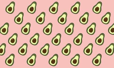 Vector seamless pattern with avocado. Tropical background with exotic fruit.