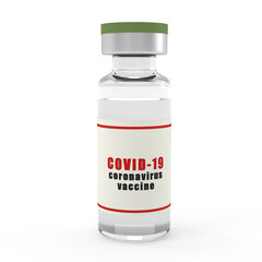 The batch of the Covid-19 Coronavirus vaccine close-up and isolated on white