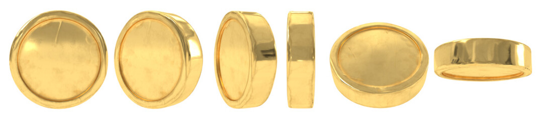 Gold coins isolated on white background, 3D rendering