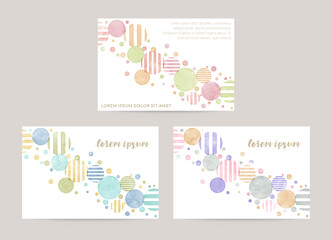 vector card design template with colorful bubbles, watercolor decoration on white background