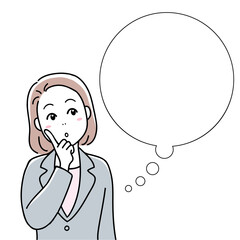 A young woman in suite thinking something