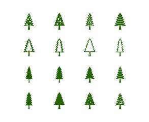 fir and pine tree icon collection vector