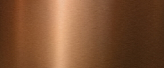 Shiny brushed copper metallic surface. Horizontal background mit space for text. Top view.