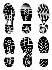 Footprint icons isolated on white background. art. Collection of a imprint soles shoes. Footprint sport shoes big illustration set