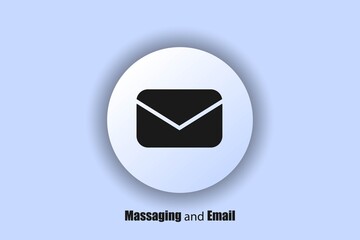 Email icon. The envelope. Logo. Message exchange. User interface icon. White web button. Neomorphism. Vector EPS10