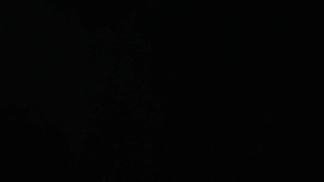 Flying up coconut chips on the black background. Slow motion